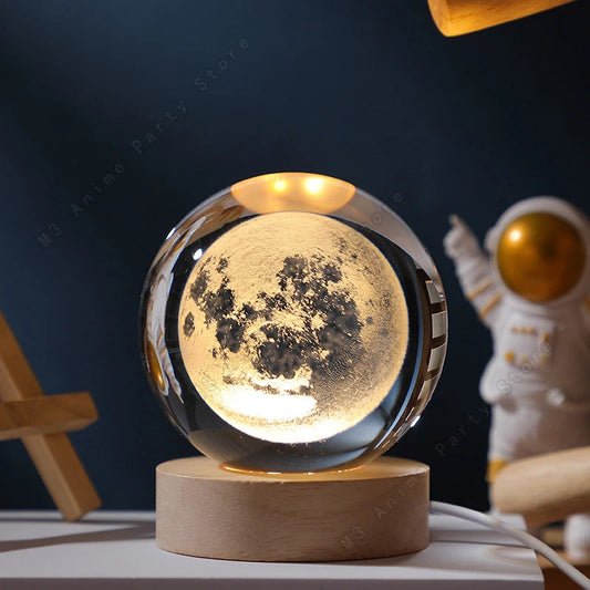Lámpara LED Bola de Cristal 3D - Luna Iluminada